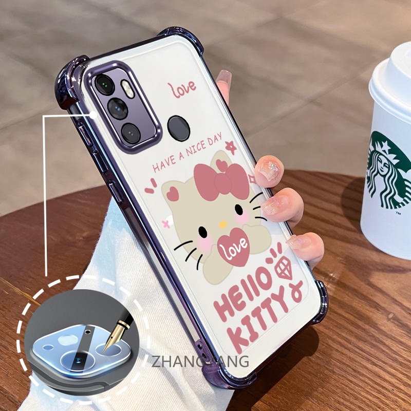 กรณีสําหรับoppo A53 2020 A33 สี่มุมถุงลมนิรภัยAnti fall Electroplatedเคสโทรศัพท์น่ารักการ์ตูนแมวTPU soft case