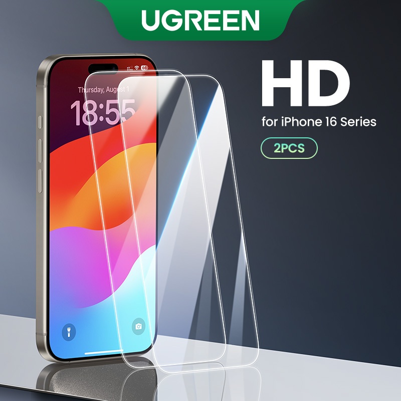 Ugreen ป้องกันหน้าจอสําหรับ iPhone 16 Series กระจกนิรภัยสําหรับ iPhone 16 Pro Max ป้องกันหน้าจอฟิล์ม