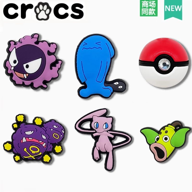ใหม่แท้ Crocs Crocs Crocs Zhibixing Accessories Hole Shoes Flower Cute Cartoon Pokémon Pikachu Series