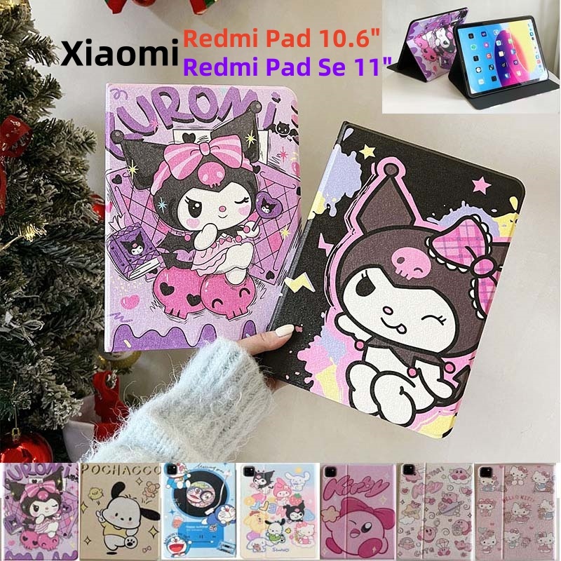 สําหรับ Xiaomi Redmi Pad Se 10.6 11 นิ้วการ์ตูนน่ารักหนัง TPU กรณีพับกันกระแทกขาตั้งป้องกันกรณี