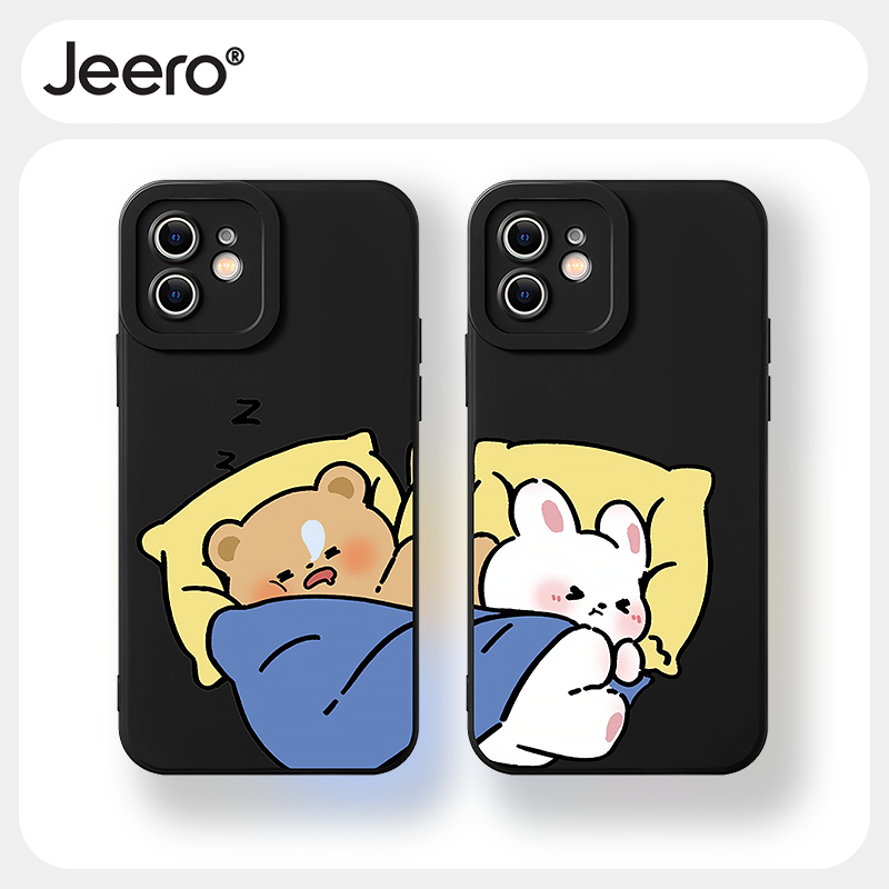 Jeero เคสคู่ เคสไอโฟน คู่รัก กันกระแทกซิลิโคนนุ่มลายการ์ตูนน่ารักตลก เคสโทรศัพท์ for iPhone 16 15 14 13 12 11 Pro Max SE 2020 X XR XS 8 7 6 6S Plus xsmax 6splus 7plus 8plus พลัส F4369