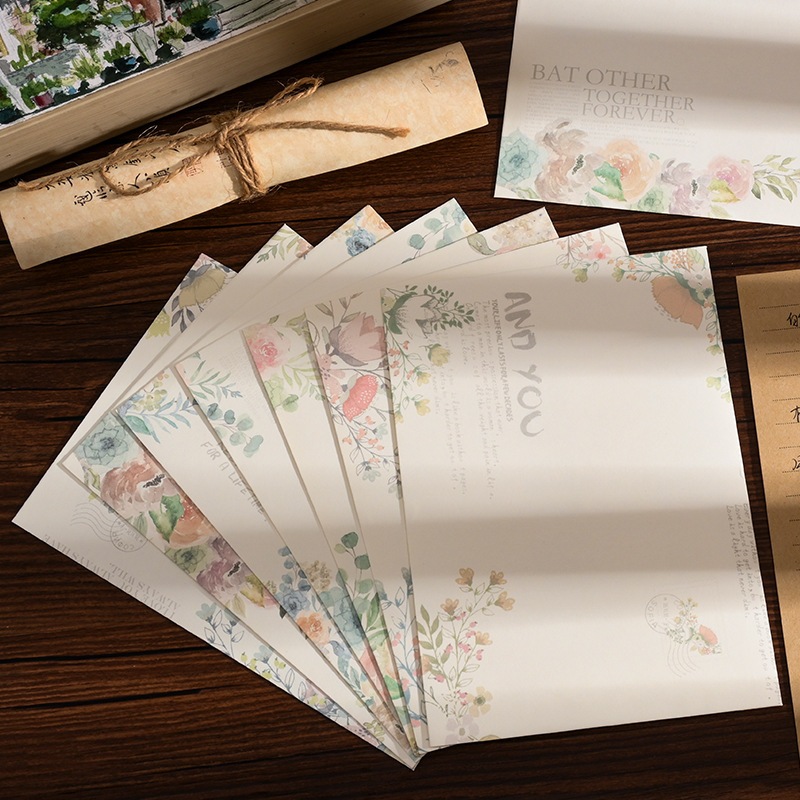 8ชิ้น/เซ็ตวินเทจดอกไม้ซองจดหมายโรแมนติกกระดาษซองจดหมายคราฟ รูปที่ 2