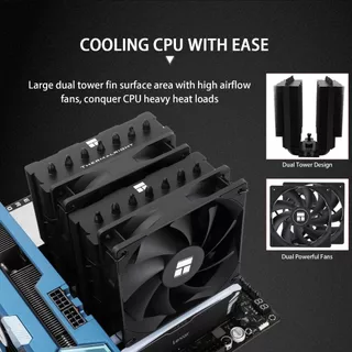 Thermalright PS120 SE สีดําหม้อน้ํา CPU Dual tower Cooler 76 มม.ท่อความร้อน CPU Air Cooler Dual PWM พัดลมคอมพิวเตอร์ Cooling ความเร็วสําหรับ AMD AM4 AM5/Intel 1700/1150/1151/170/17XX