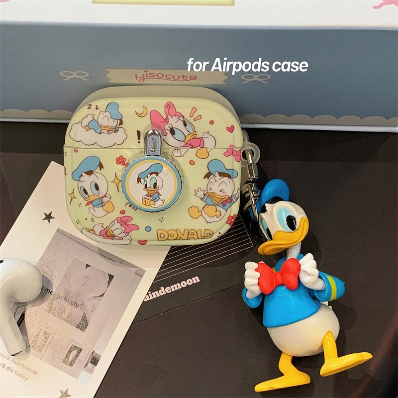Air Pods TPU เคสป้องกันสามมิติโดนัลด์ดั๊กการ์ตูนน่ารักเหมาะสําหรับ apple airpods PRO 2 เคสป้องกัน Magnetic Pop-up airpods 3 รุ่น apple ไร้สายบลูทูธชุดหูฟังกรณี