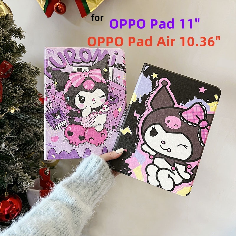 สําหรับ OPPO Pad Air 10.36 11 นิ้วน่ารักการ์ตูน Kuromi รูปแบบหนัง TPU กรณีพับกันกระแทก Stand Protector ฝาครอบ