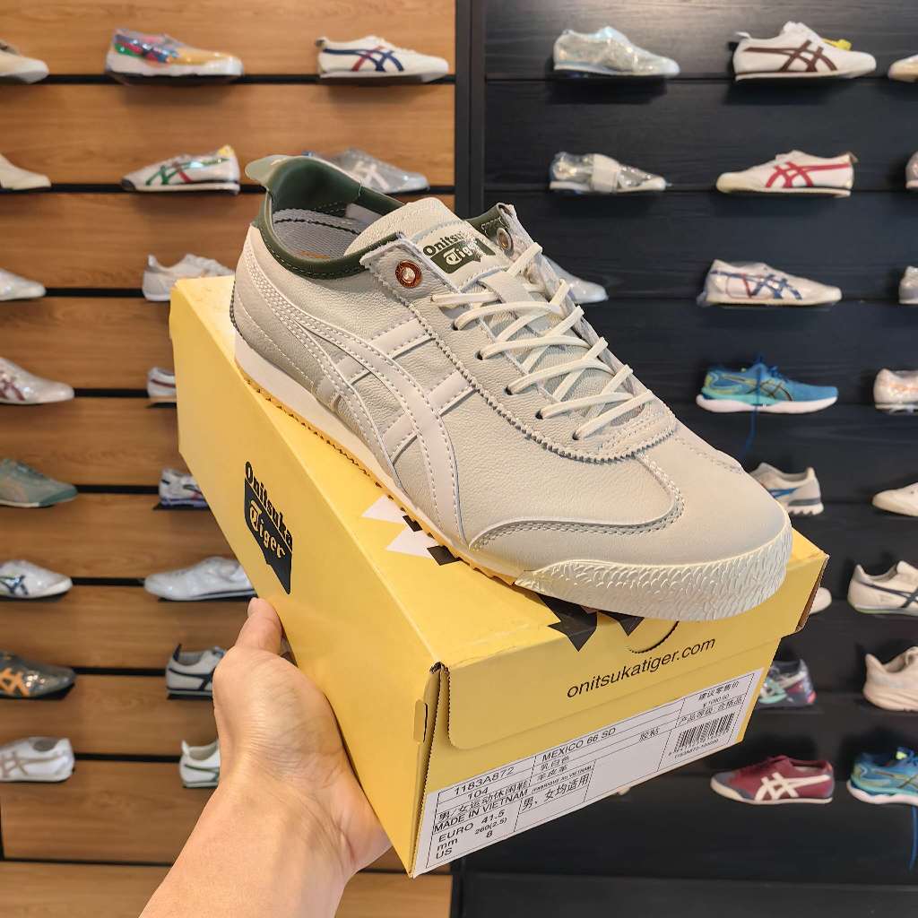 Onitsuka Tiger MEXICO 66 SD Light Luxury Edition หนังแกะรองเท้ากีฬาลําลองสําหรับบุรุษและสตรี