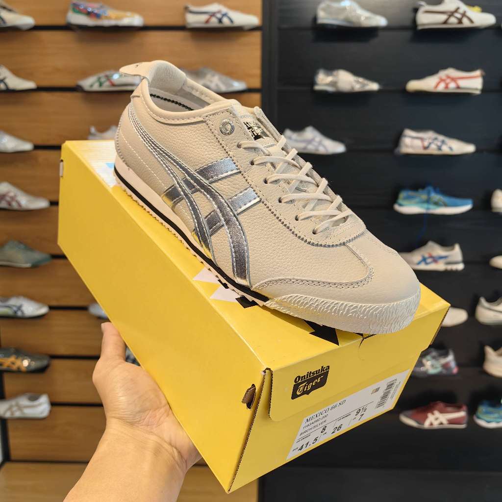 Onitsuka Tiger MEXICO 66 SD Light Luxury Edition หนังแกะรองเท้ากีฬาลําลองสําหรับบุรุษและสตรี