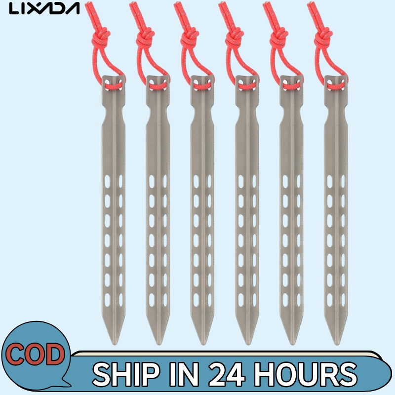 Lixada 6/8/12 Pack 6.5 Inch Ultralight V-Shaped Titanium Alloy Tent Stakes Windproof Outdoor Camping