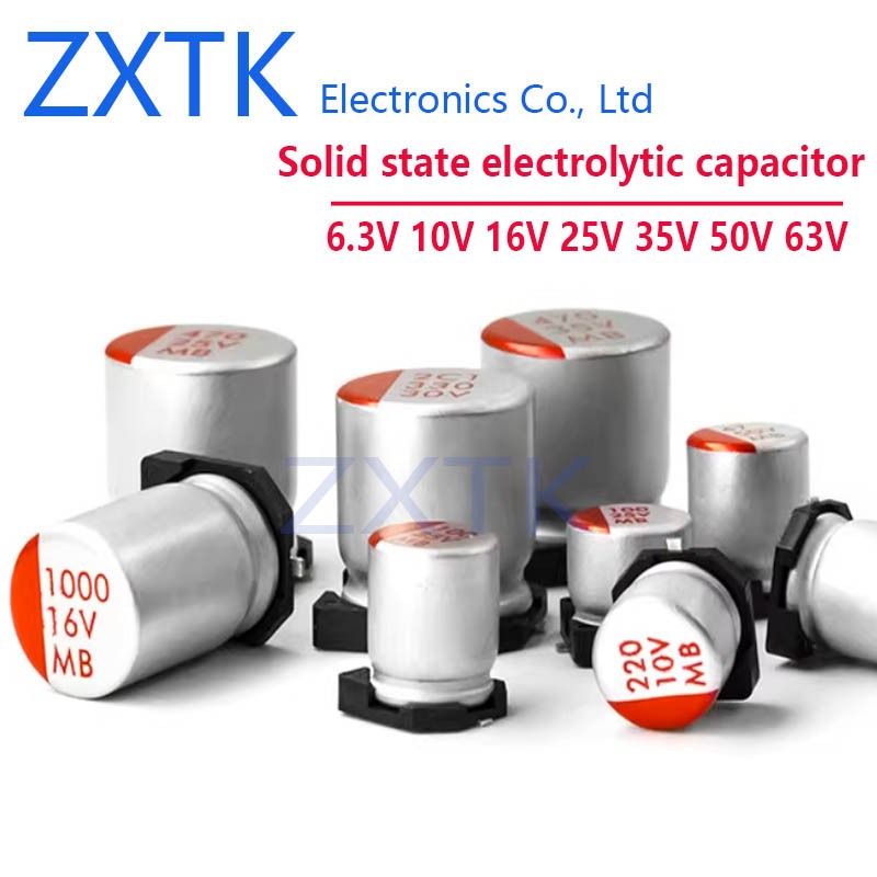 10PCS Solid state electrolytic capacitor SMD 6.3V 10V 16V 25V 35V 50V 63V 22uF 47uF 100uF 220uF 330u