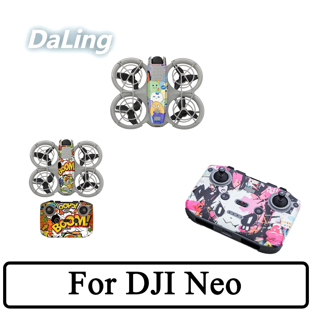 สติกเกอร์กล้องเที่ยวบินสําหรับ DJI Neo สติกเกอร์ PVC Body รีโมทคอนโทรลที่มีสีสัน Scratch proof ฟิล์มป้องกัน Neo อุปกรณ์เสริม
