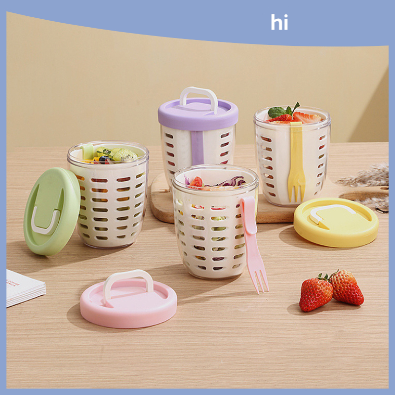 Hi HOMES กล่องพลาสติก กันรั่ว ความจุขนาดใหญ่ แบบพกพา สําหรับใส่ผลไม้ สลัด