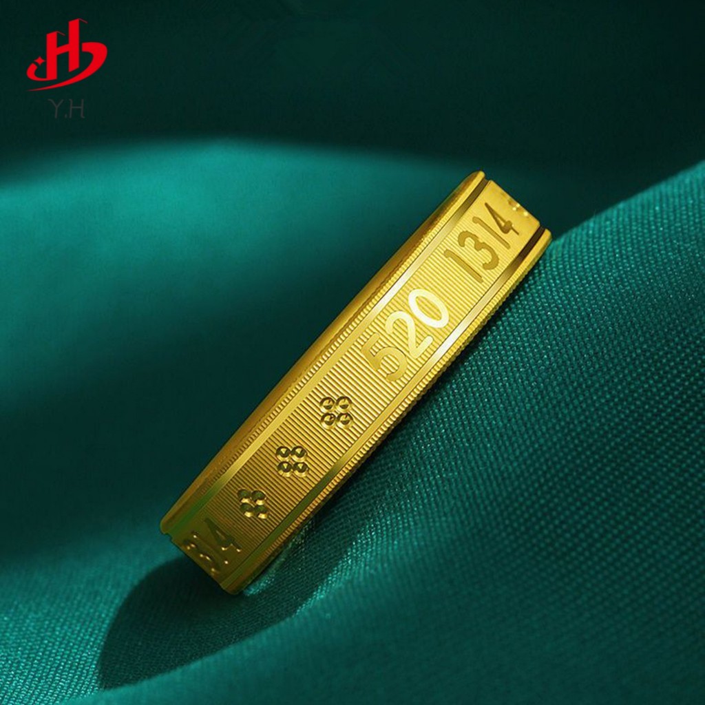 Y.H รูปหัวใจ 5201314 สีทอง 18 K แหวนสแตนเลส