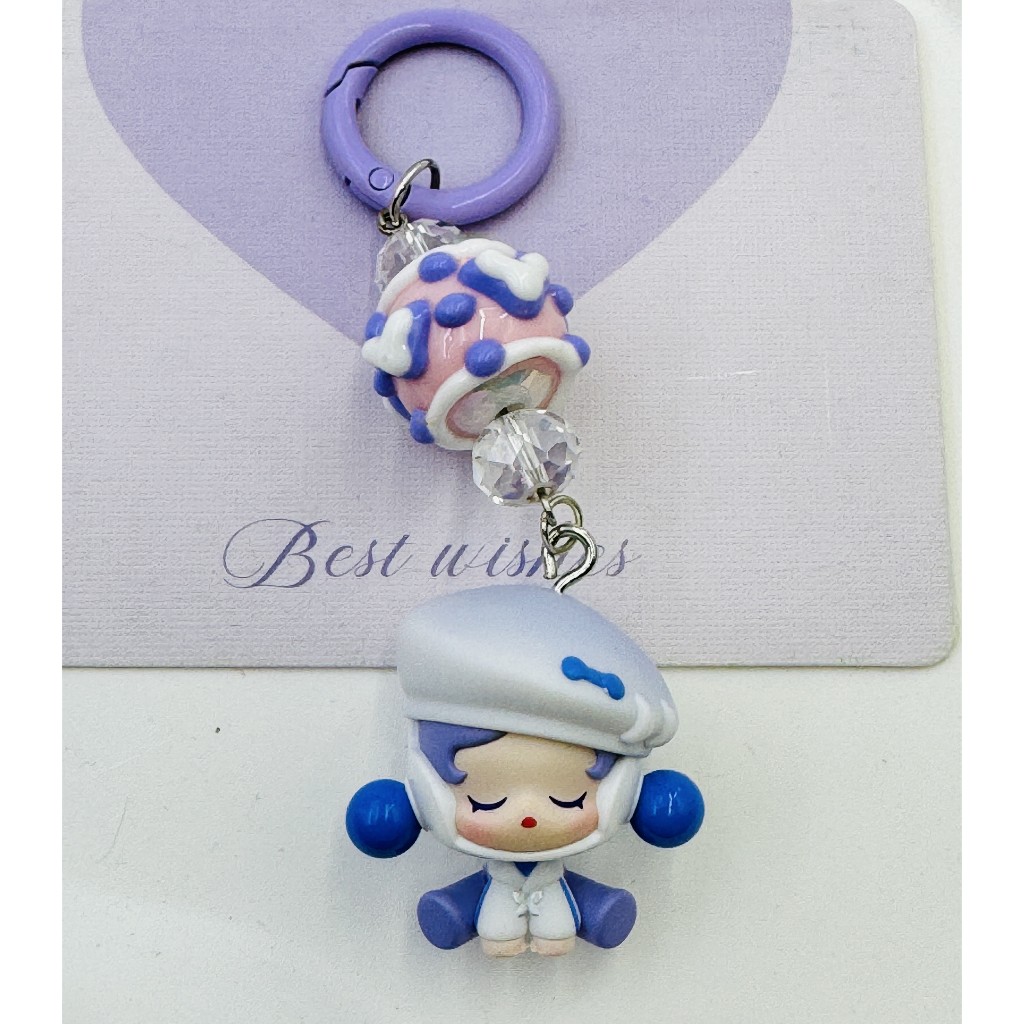 ใหม่ของแท้ POP ที่นั่งเห็ด UFO Soda น่ารักเม็ดตุ๊กตา Popmart มือวาดลูกปัดโทรศัพท์มือถือจี้ Key Chain ฟรีปะเก็นโทรศัพท์มือถือ