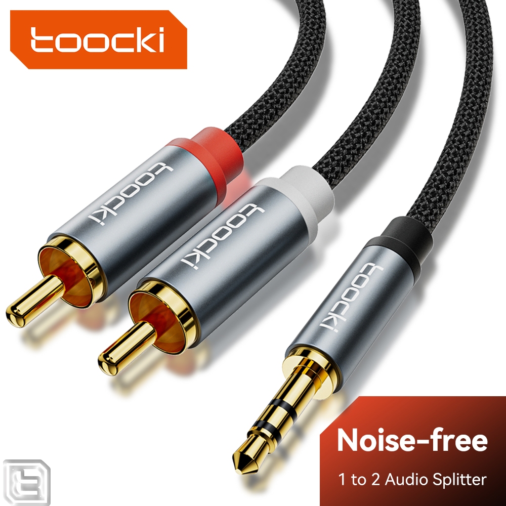 Toocki AUX สายสัญญาณเสียงแจ็ค 3.5 มม.ถึง 2RCA เสริมสายแยกเสียงสําหรับ PC TV โฮสต์คอมพิวเตอร์ Dvd ลําโพงขั้วต่อเสียงสาย RCA