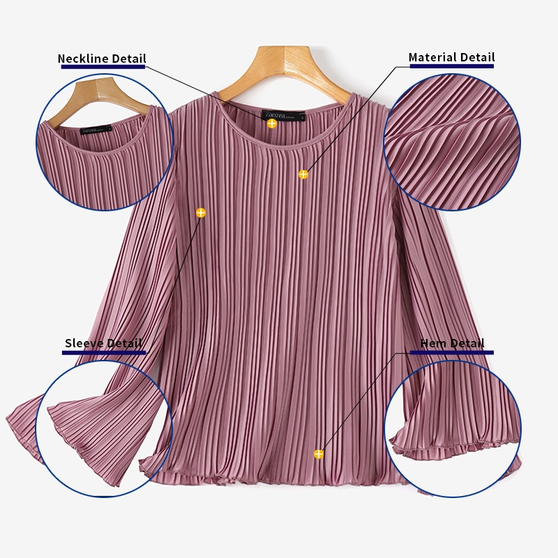 Zanzea เสื้อเบลาส์ลําลอง แขนยาว คอกลม สไตล์ยุโรป สําหรับผู้หญิง - รูปที่ 6