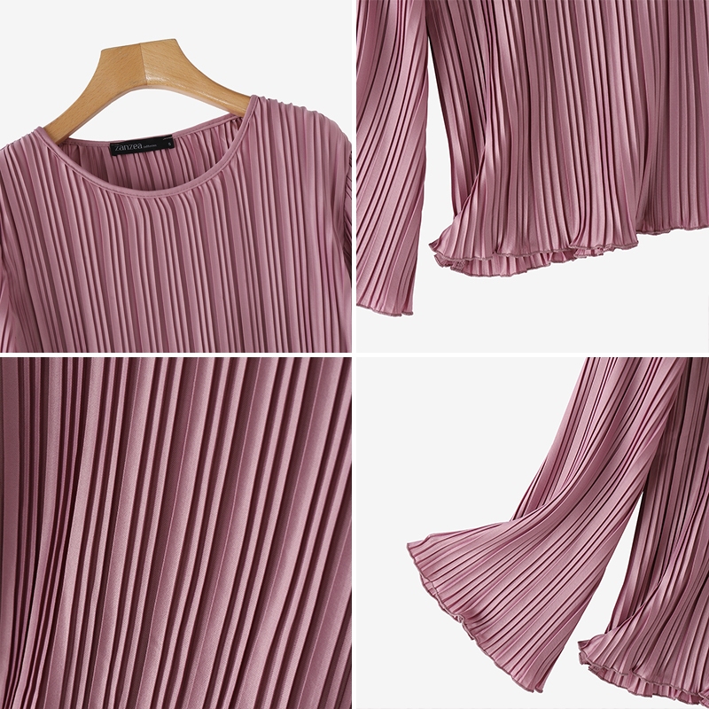 Zanzea เสื้อเบลาส์ลําลอง แขนยาว คอกลม สไตล์ยุโรป สําหรับผู้หญิง - รูปที่ 7