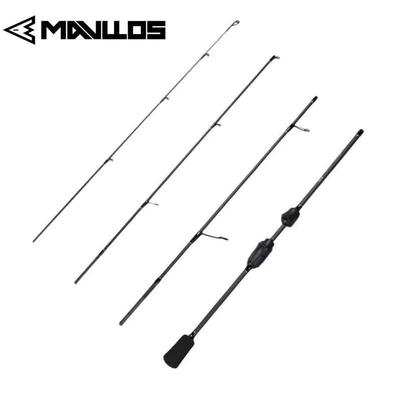 Mavllos Resolute 4 ส่วน rods Carbon Bass ตกปลา Spinning Rod Lure 0.8-7g สาย 2-6lb Toray 30T Solid Ti