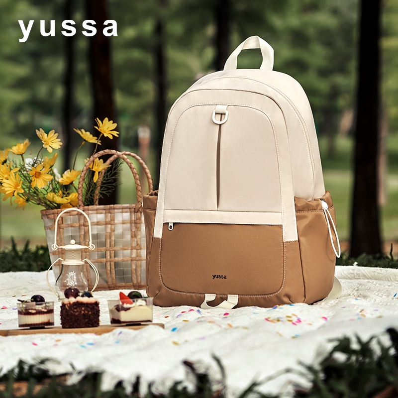 yussa 2024 กระเป๋าเป้กลางแจ้ง สไตล์แฟชั่นสำหรับผู้หญิงนักศึกษาวิทยาลัย กระเป๋าเป้เดินทางน้ำหนักเบา