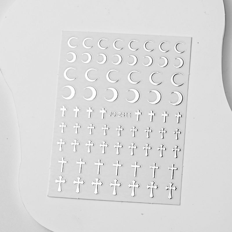 Rou Bao Nail Asterism สติกเกอร์ Silver Heart Star Moon พร้อมกาวด้านหลังเล็บ Art DIY ตกแต่ง - รูปที่ 7