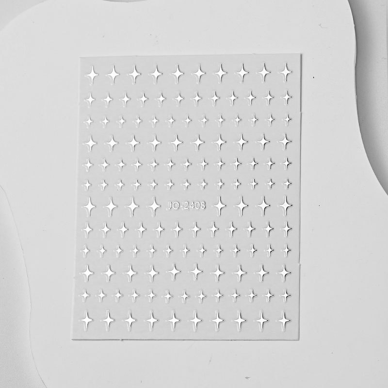 Rou Bao Nail Asterism สติกเกอร์ Silver Heart Star Moon พร้อมกาวด้านหลังเล็บ Art DIY ตกแต่ง - รูปที่ 4