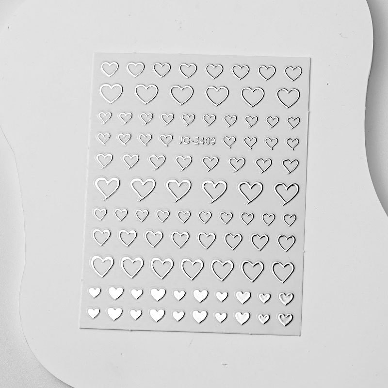 Rou Bao Nail Asterism สติกเกอร์ Silver Heart Star Moon พร้อมกาวด้านหลังเล็บ Art DIY ตกแต่ง - รูปที่ 5