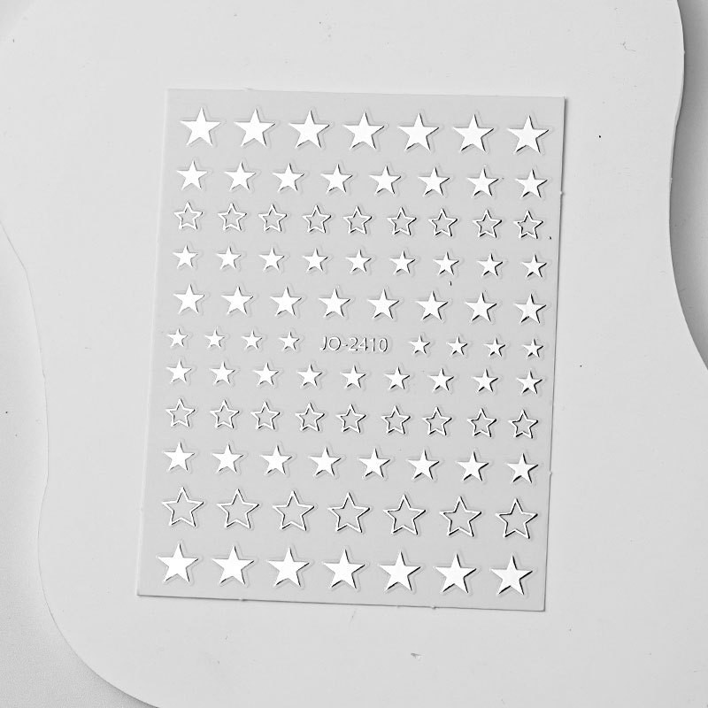Rou Bao Nail Asterism สติกเกอร์ Silver Heart Star Moon พร้อมกาวด้านหลังเล็บ Art DIY ตกแต่ง - รูปที่ 6