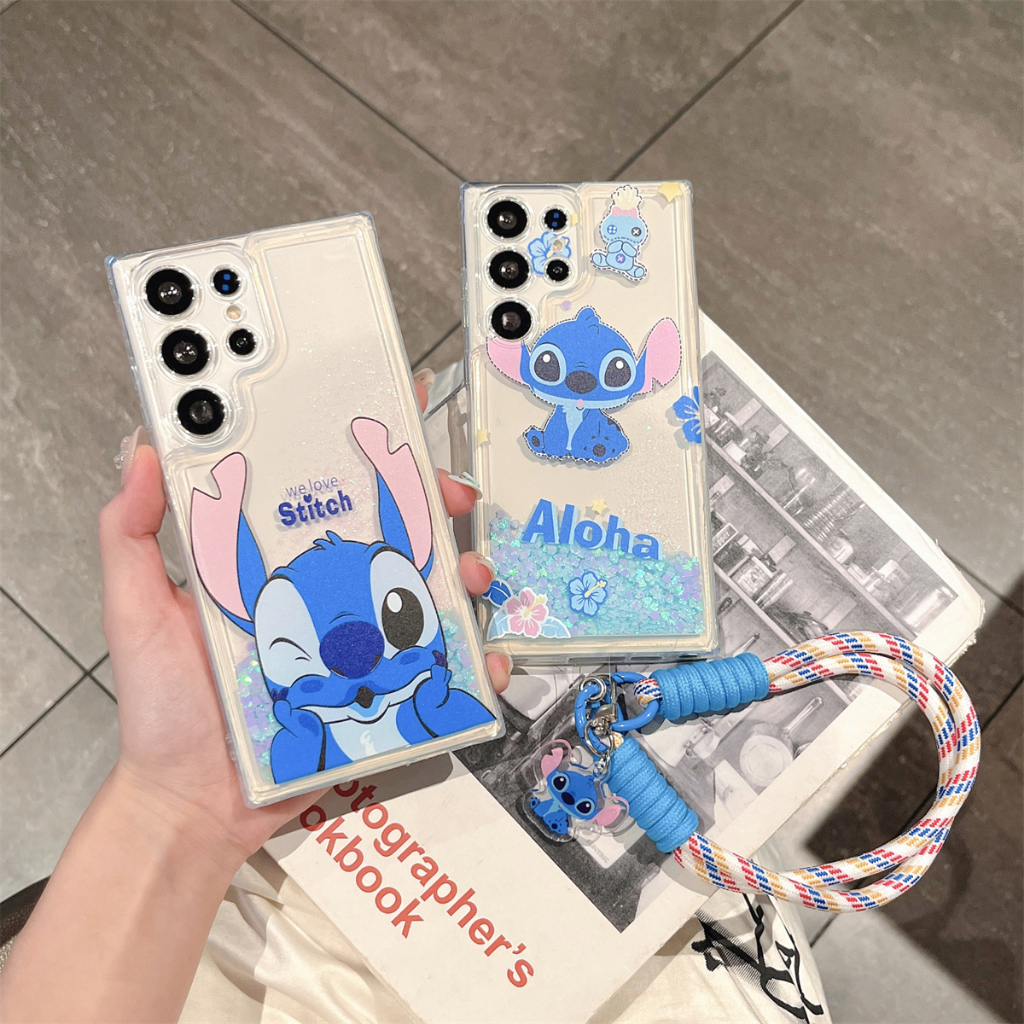ของเหลว ทรายดูด น่ารัก ตะเข็บ เชือกเส้นเล็ก เคส Samsung Galaxy S24 Ultra S23 S22 Ultra S21 S22 S23 S24 Plus + S23FE Case รูปแบบใหม่ โปร่งใส ป้องกันการตก TPU เคส