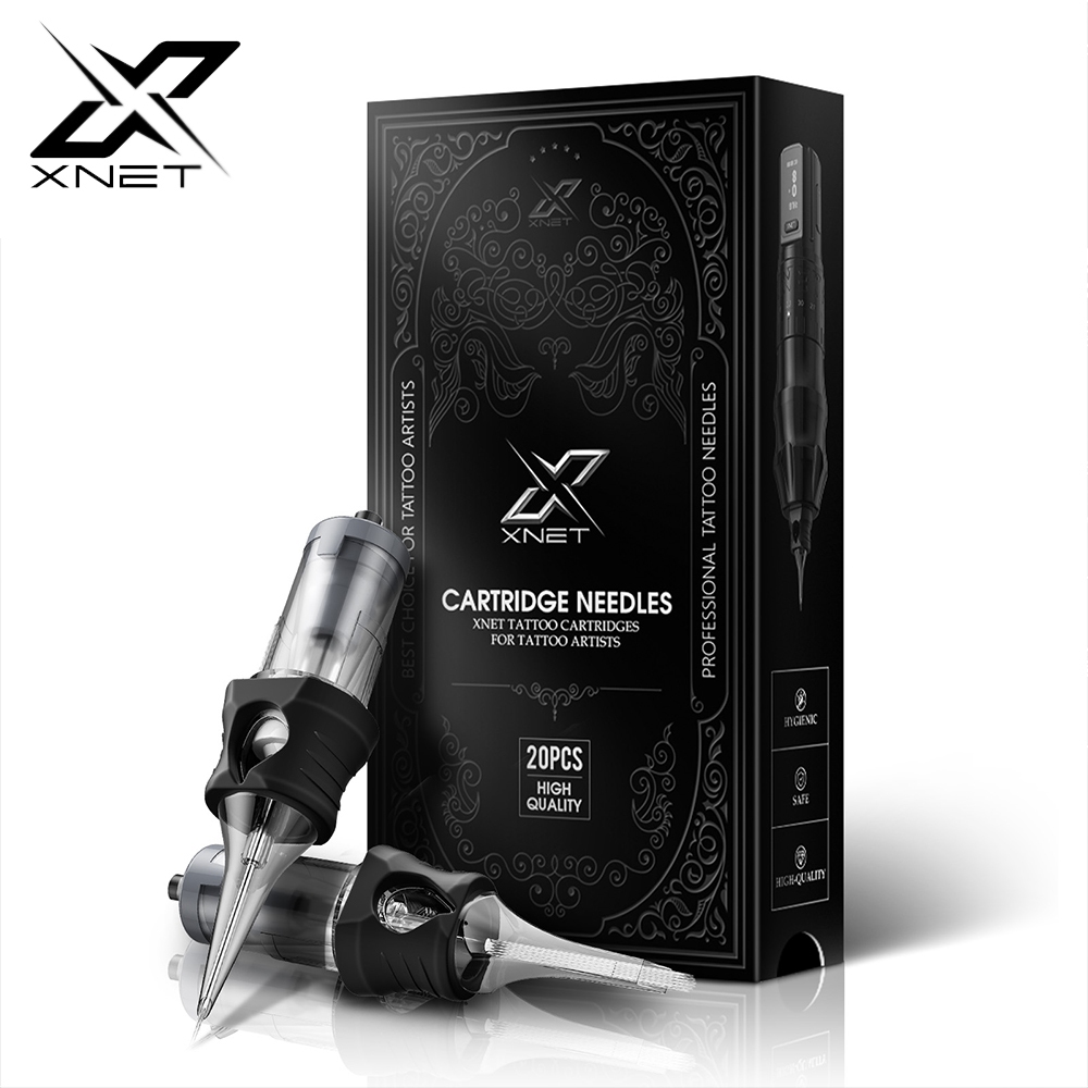 XNET Aurora เข็มสักสำเร็จรูป 20 ชิ้น RL RM RS ปลอดเชื้อ ปลอกซิลิโคน สำหรับงานสักและ Permanent Makeup