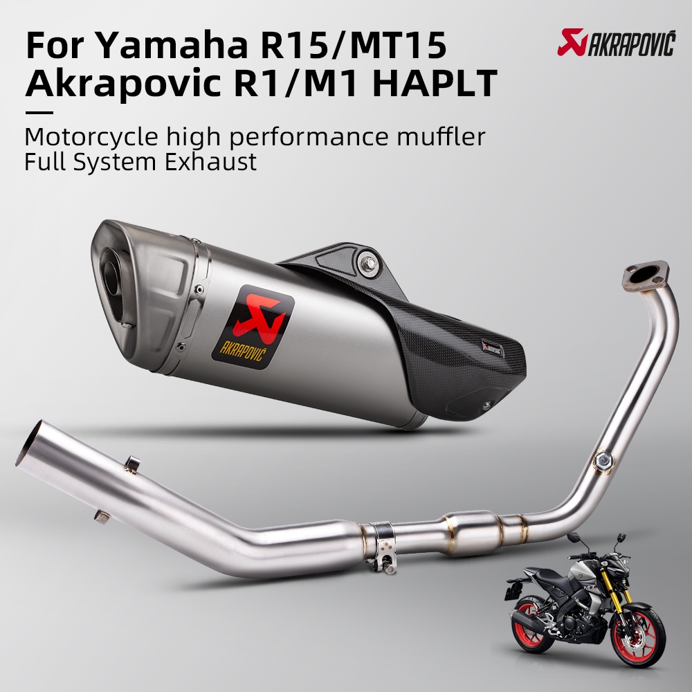 ระบบท่อไอเสียรถจักรยานยนต์ท่อด้านหน้าดัดแปลง Moto Slip บนสําหรับ YAMAHA R15V3/V4 R15 MT15 Akrapovic 