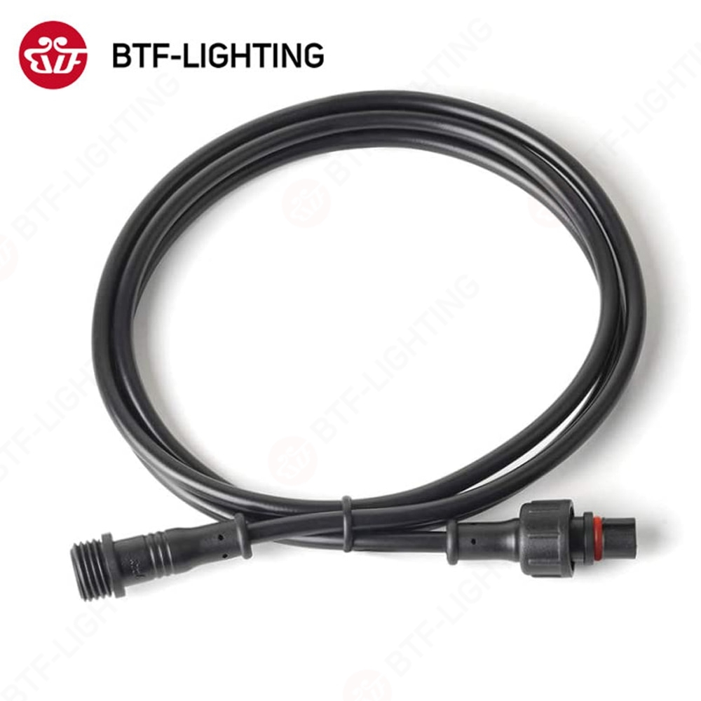 BTF-LIGHTING ขั้วต่อกันน้ํา 2pin 3pin 4pin 5pin สายต่อ สีดํา สายเคเบิลกันน้ํา IP65