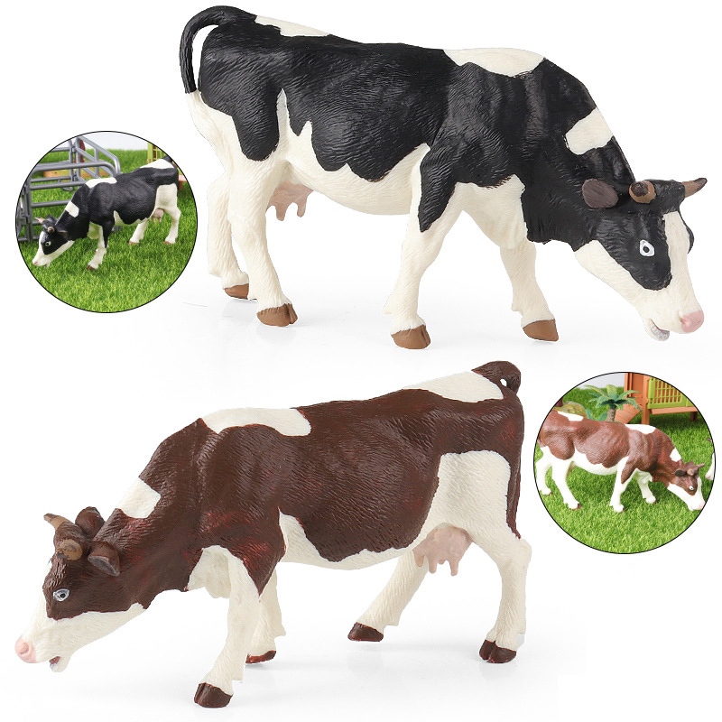 Solid Holstein วัววัวฟาร์มสัตว์รุ่นเด็กวิทยาศาสตร์ของเล่นเพื่อการศึกษาเครื่องประดับตกแต่งฉาก