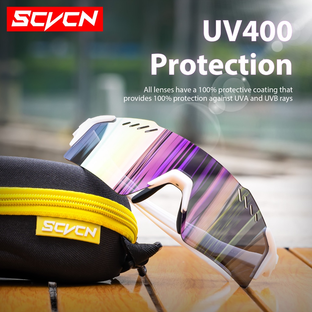 Scvcn แว่นตาขี่จักรยานแว่นตากันแดดจักรยานกลางแจ้ง UV400 แว่นตากีฬาผู้ชาย MTB แว่นตากันแดดขี่จักรยานผู้หญิงแว่นตาจักรยานเสือหมอบ