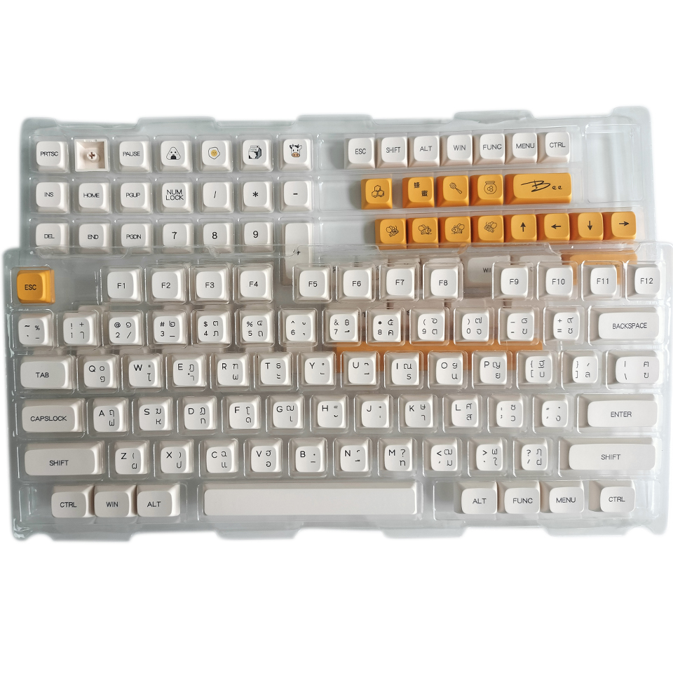 🔥ขายตรงจากโรงงาน🔥ปุ่มกดภาษาไทย HoneyMilk XDA ความสูง 140 คีย์ สีขาว ปุ่มกดน่ารัก กระบวนการระเหิด PBT