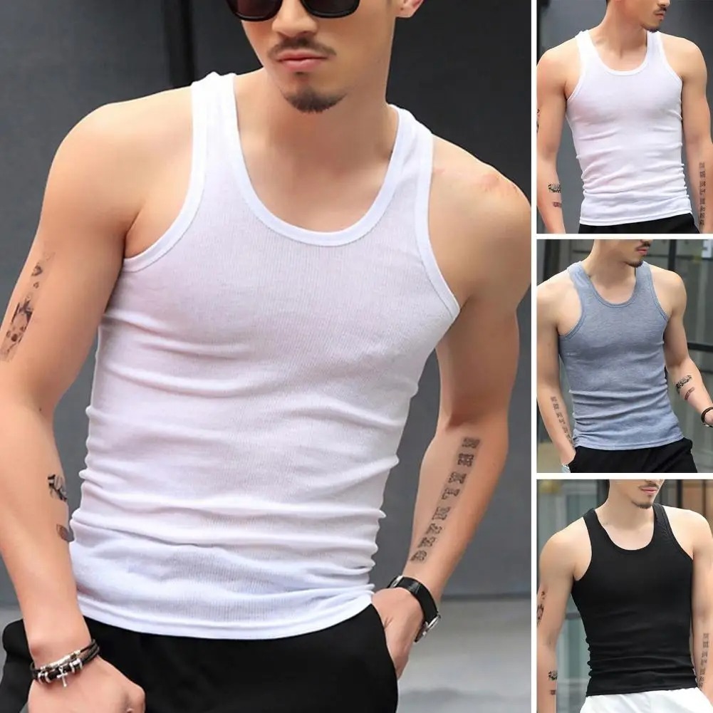 ส่งไวจากไทย akolyong เสื้อกล้าม ผ้าฝ้าย ระบายอากาศ ดูดซับเหงื่อได้ดี สีพื้น เหมาะกับฤดูร้อน สําหรับผู้ชาย ใส่เล่นกีฬา ฟิตเนส