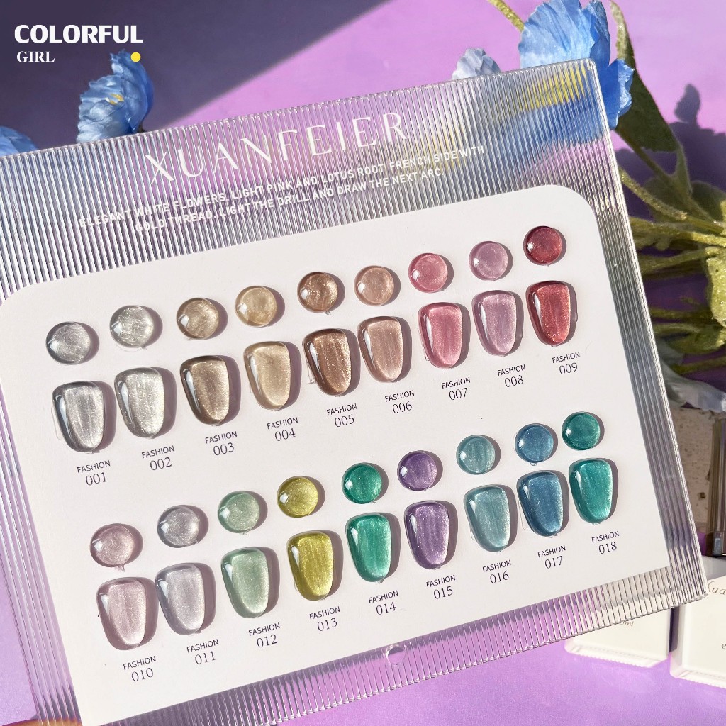 【พร้อมส่ง】XUANFEIER 18สี สีลูกแก้ว ฟรีชาร์ทสี Cat eye แม่เหล็ก เอฟเฟกต์มันเงามาก ละเอียดอ่อน