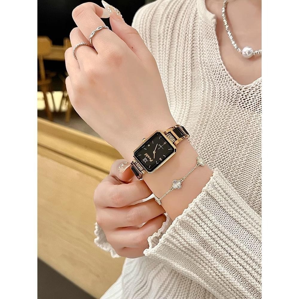 Poshi สุภาพสตรีนาฬิกากันน้ํา Original Square สุภาพสตรีควอตซ์นาฬิกาผู้หญิงสไตล์เกาหลี Elegant สายสแตนเลสสร้อยข้อมือนาฬิกาสําหรับผู้หญิง