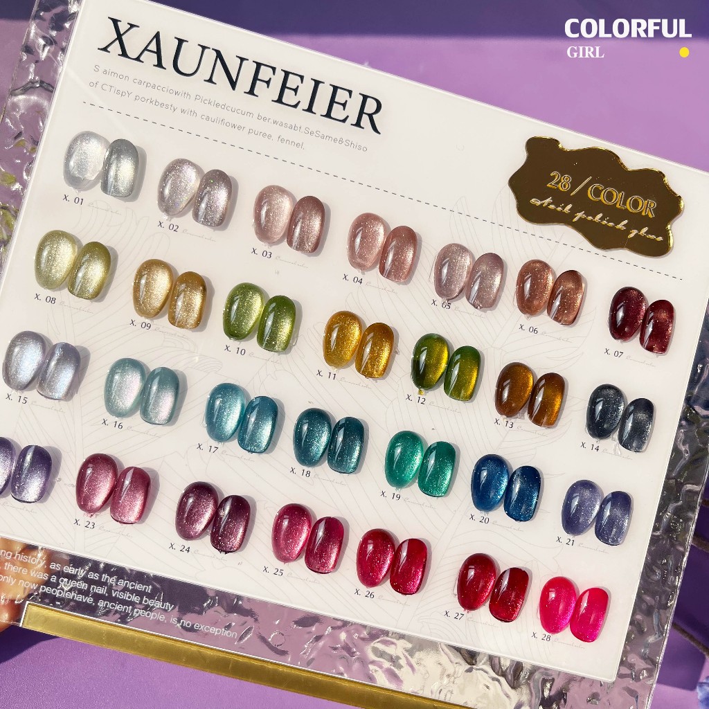 【พร้อมส่ง】XUANFEIER 28สี     สีลูกแก้ว ฟรีชาร์ทสี  Cat eye   แม่เหล็ก เอฟเฟกต์มันเงามาก - รูปที่ 3