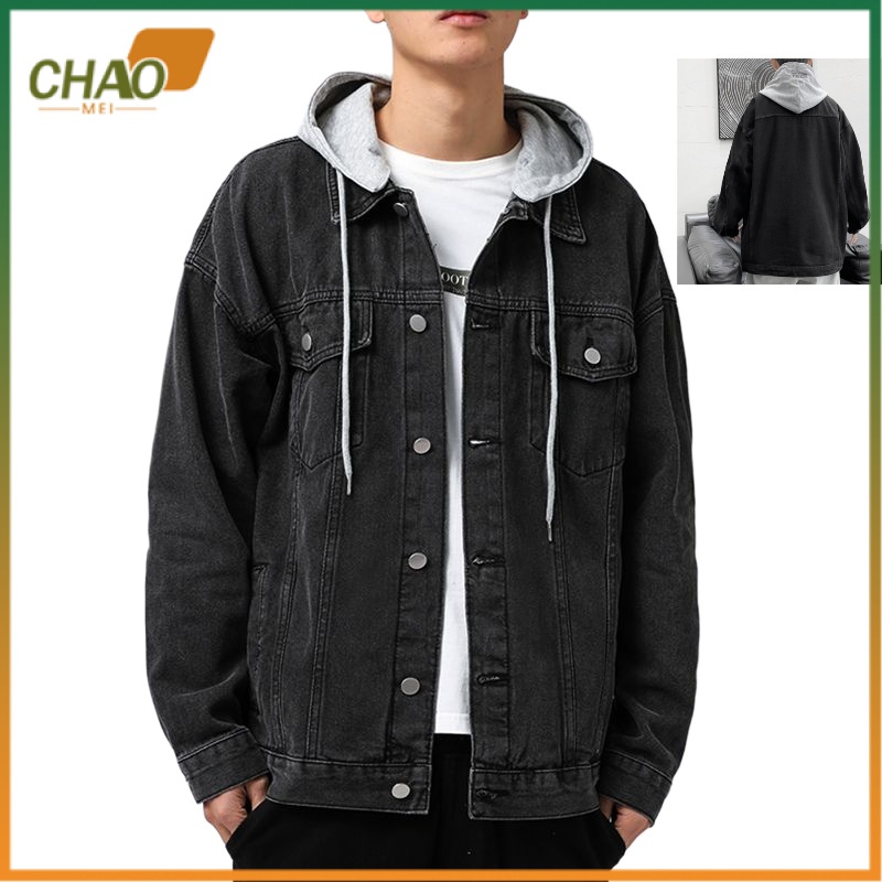 (TH ในสต็อก)แจ็คเก็ตยีนส์ Ruffian หล่อผู้ชายฤดูใบไม้ผลิฤดูใบไม้ร่วง Street สวมใส่ Hooded หลวม All-Match แจ็คเก็ตอินเทรนด์เวอร์ชั่นเกาหลีปลอม