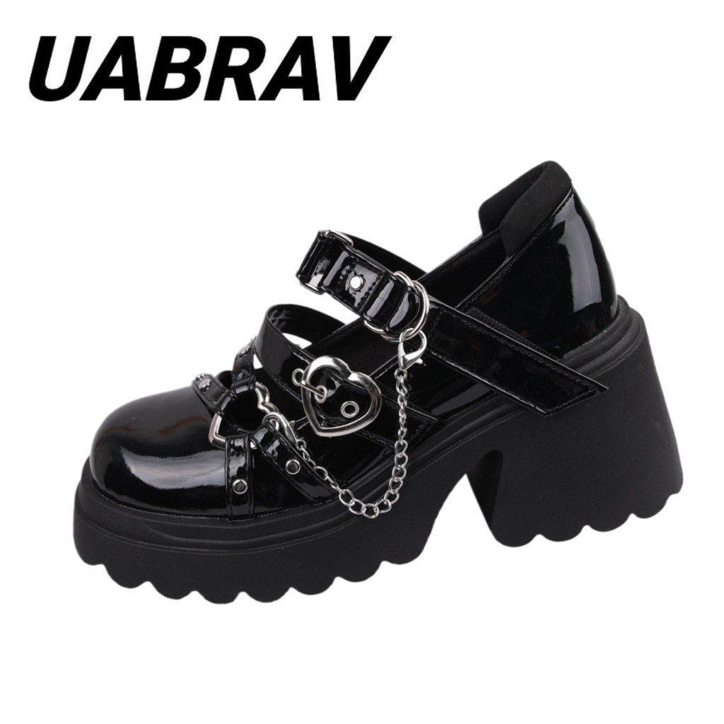 UABRAV.รองเท้าส้นสูง อเนกประสงค์ แฟชั่นเรโทร สไตล์อังกฤษ สําหรับเด็กผู้หญิง(ขนาด:35-40)