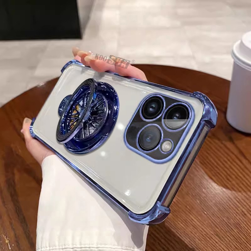 Casing For infinix Hot 40 Pro 30 Play 40i 30i Note 30 40 Rotating Gyroscope Bracket Round Ring Stand Transparent Phone Case