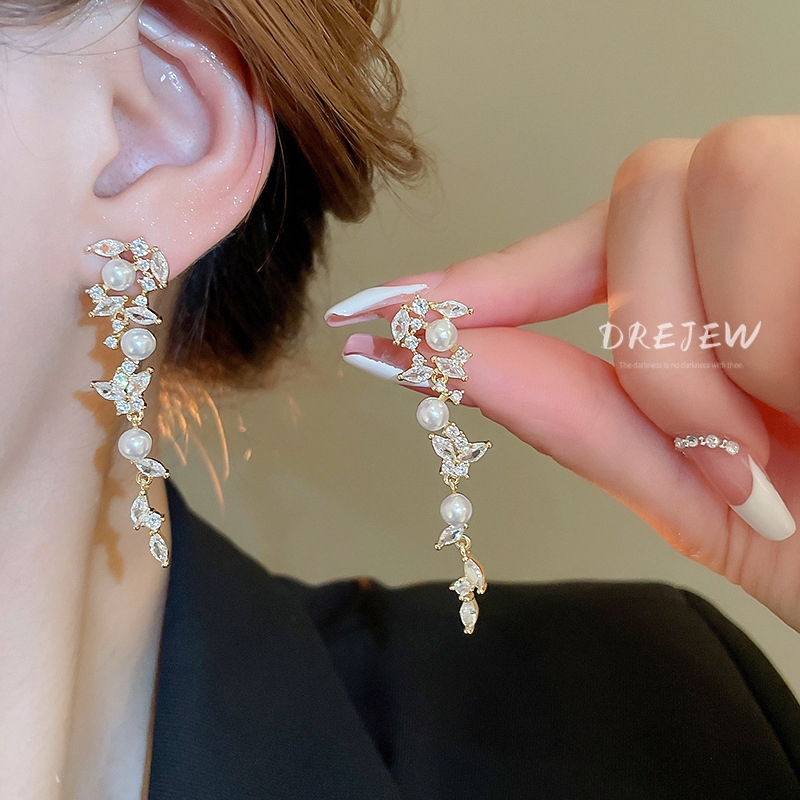 DREJEW เดรช เข็มเงินฝรั่งเศสแสงหรูหรามุกเทียมพู่ต่างหูแฟชั่นที่สวยหรูซอกต่างหูอารมณ์ระดับไฮเอนด์