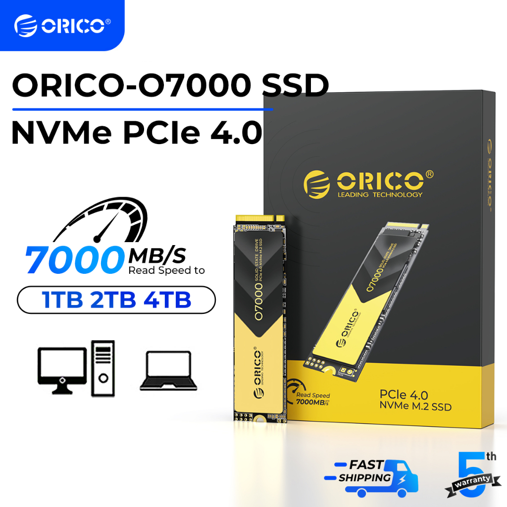 Orico O7000 PCIe 4.0 M.2 2280 NVME SSD 7000MB/s 1TB 2TB สําหรับนักเล่นเกมผู้สร้าง (O7000)