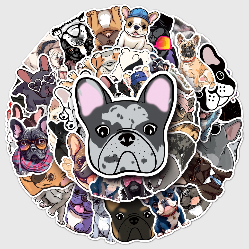 10/50 ชิ้นสติกเกอร์สุนัขน่ารัก French bulldog diy/กันน้ํา/หรือ/ความสนใจของเด็ก/วางง่าย/ของขวัญน่ารัก