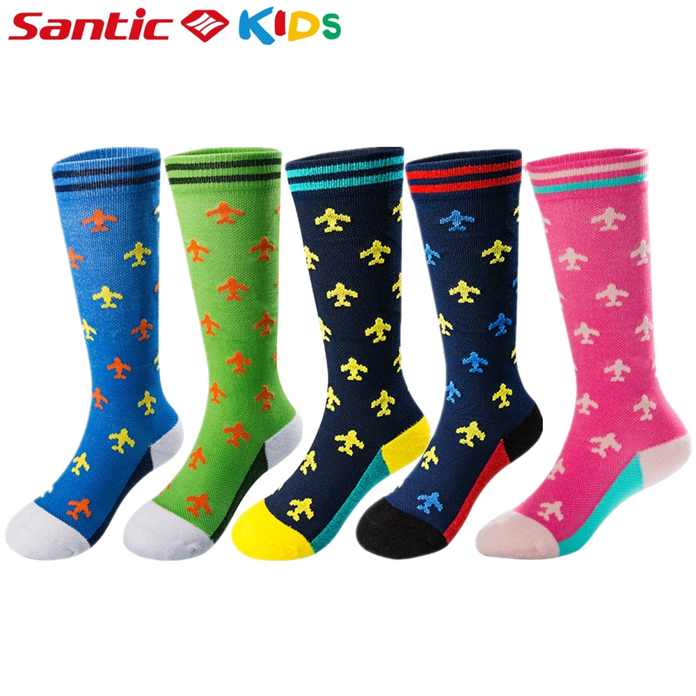Santic Kids Cycling Socks Boys Girls Breathable High Elasticity Basketball Sports Bike Socks