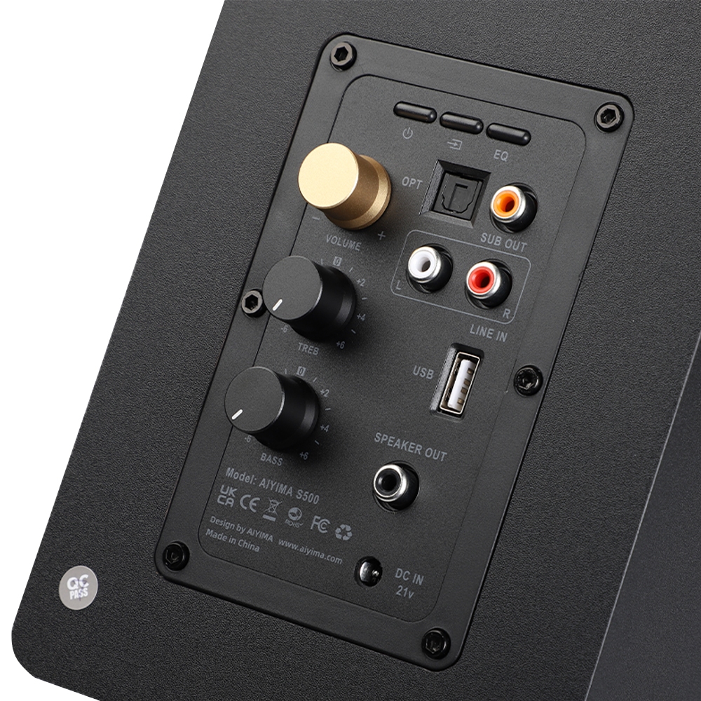 Aiyima S500 คลาสสิกชั้นวางหนังสือลําโพงบลูทูธไร้สาย 120W Hifi Active ลําโพงสําหรับเกมคอมพิวเตอร์หน้าแรก Coaxial Optical RCA