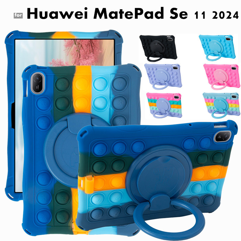 for Huawei MatePad Se 11 2024 360 Rotating Soft Silicon Stand Tablet Push Bubble Kids Cover Case for MatePadSe 11 2024