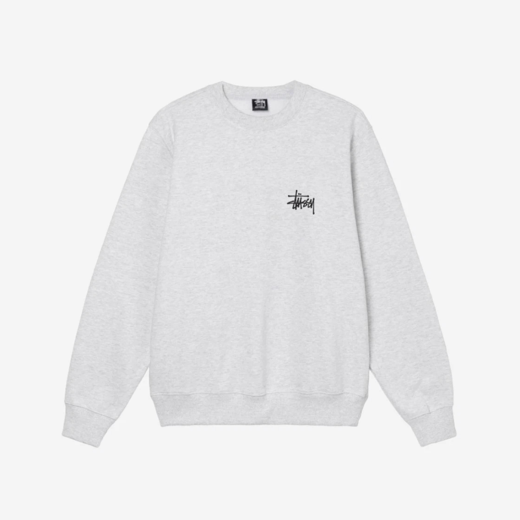 Stussy Basic Stussy Crew Black WHITE แท้ 100% 美版