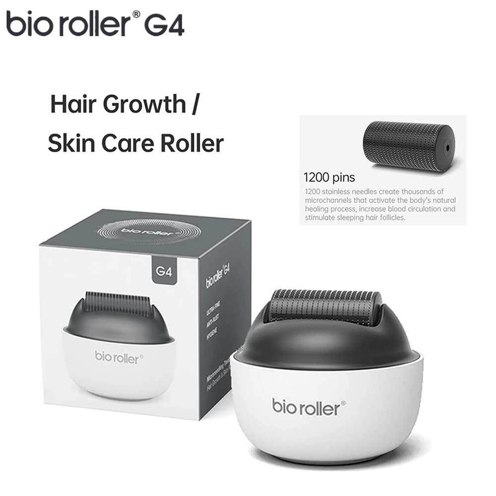Bio Roller G4 Microneedleing นวด 1200 Pins ไทเทเนียม Needling Beard Hair Growth Care Derma Roller บํารุงผิวหน้า Dermaroller ป้องกันสิวรอยแผลเป็นกําจัดริ้วรอยซ่อมแซมผิว