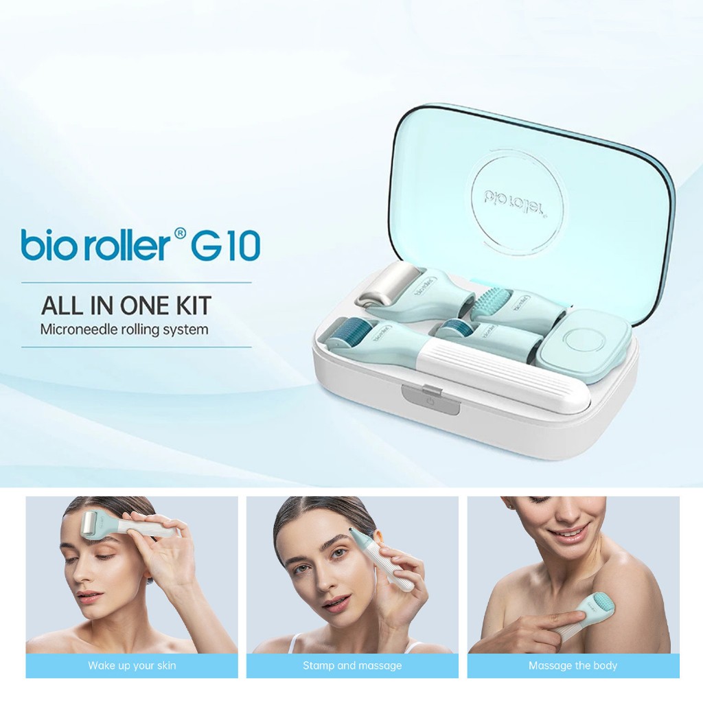 10 in 1 Derma Roller Kit Bio Roller G10 Microneedle เข็มสแตนเลส Dermaroller ผิว Cooling Ice Roller หยก Roller นวด Meso Therapy Skin Care อุปกรณ์