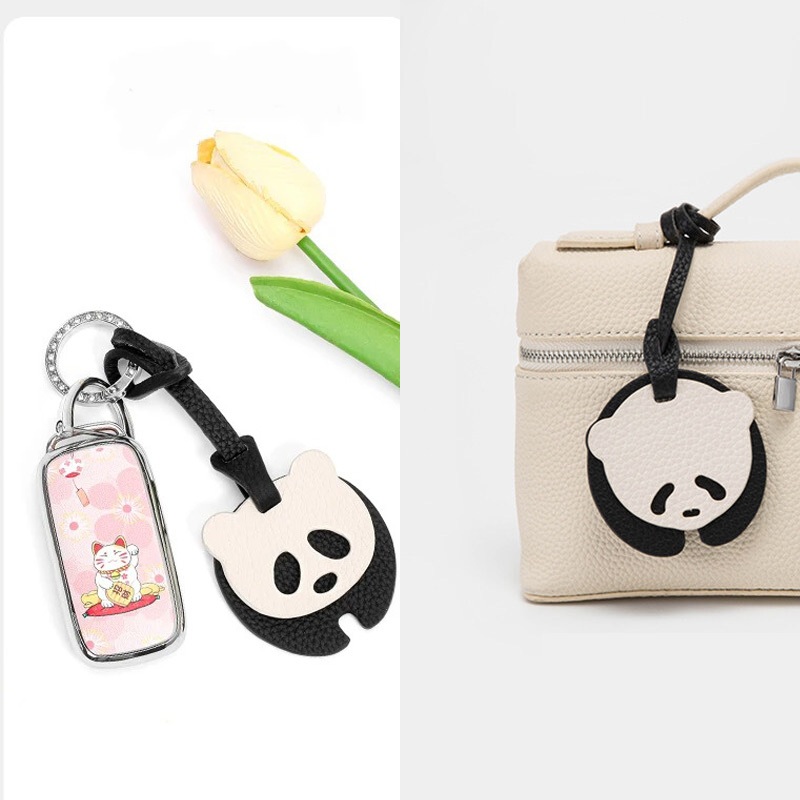 จี้กระเป๋าแพนด้าน่ารักสําหรับกระเป๋า Longchamp อุปกรณ์เสริมสําหรับกระเป๋าถือ PU หนังรถพวงกุญแจตกแต่ง